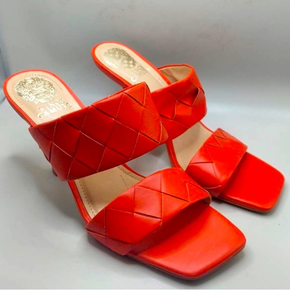 Vince Camuto Red Slides Slip on Heels Women's 8 NWOT Super Comfortable